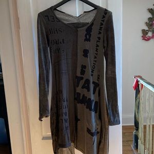 Lagenlook Cotton knit pullover dress size small. Length 40” stretchable